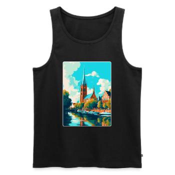 Affiche de voyage vintage de Lübeck Allemagne Souvenir WPA - Débardeur bio Premium Homme - noir - Devant - Michal (187cm)