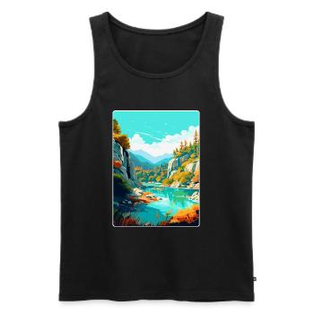 Peneda Geres Nationalpark Portugal Reiseplakat - Männer Premium Bio Tank Top - Schwarz - Vorne - AI Model Male 178 light (178cm)