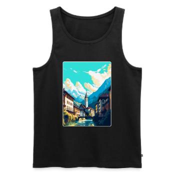 Chur Schweiz Vintage Reiseplakat Souvenir - Männer Premium Bio Tank Top - Schwarz - Vorne - AI Model Male 178 light (178cm)