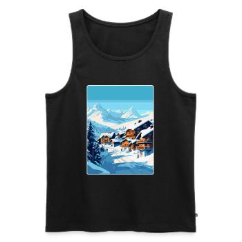 Val Thorens France Affiche de voyage vintage Souvenir - Débardeur bio Premium Homme - noir - Devant - AI Model Male 178 light (178cm)