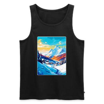 Les Arcs France Vintage Travel Poster Souvenir WPA - Men's Premium Organic Tank Top - black - Front - AI Model Male 178 light (178cm)