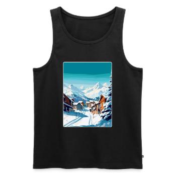 Val Thorens France Affiche de voyage vintage Souvenir - Débardeur bio Premium Homme - noir - Devant - AI Model Male 178 light (178cm)