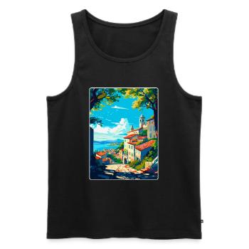 Viana Italy Vintage Travel Poster WPA Art Souvenir - Men's Premium Organic Tank Top - black - Front - Michal (187cm)