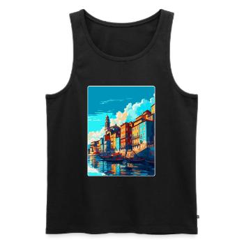 Porto Portugal Vintage Travel Poster Souvenir WPA - Men's Premium Organic Tank Top - black - Front - Michal (187cm)