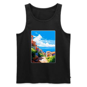 Tarifa Spanien Vintage Reiseplakat WPA Souvenir - Männer Premium Bio Tank Top - Schwarz - Vorne - AI Model Male 178 light (178cm)