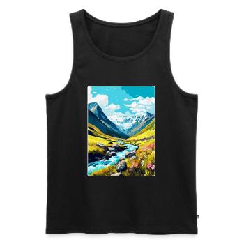 Hohe Tauern Österreich Vintage Reiseplakat Souvenir - Männer Premium Bio Tank Top - Schwarz - Vorne - Michal (187cm)