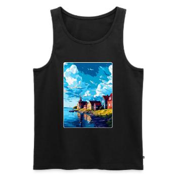 Trelleborg Schweden Vintage Reiseplakat Souvenir - Männer Premium Bio Tank Top - Schwarz - Vorne - Michal (187cm)
