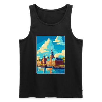 Helsingborg Schweden Vintage Reiseplakat Souvenir - Männer Premium Bio Tank Top - Schwarz - Vorne - AI Model Male 178 light (178cm)