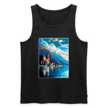Montreux Schweiz Vintage Reiseplakat WPA Kunst - Männer Premium Bio Tank Top - Schwarz - Vorne - Michal (187cm)