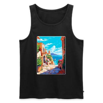 Rhodes Grèce Vintage Voyage Poster WPA Souvenir - Débardeur bio Premium Homme - noir - Devant - Michal (187cm)
