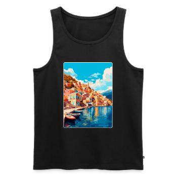 Symi Greece Vintage Travel Poster WPA Art Souvenir - Men's Premium Organic Tank Top - black - Front - Michal (187cm)