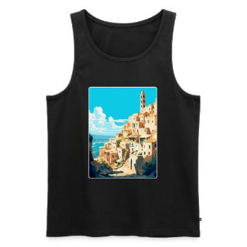 Matera Italy Vintage Travel Poster WPA Souvenir - Men's Premium Organic Tank Top - black - Front - AI Model Male 178 light (178cm)