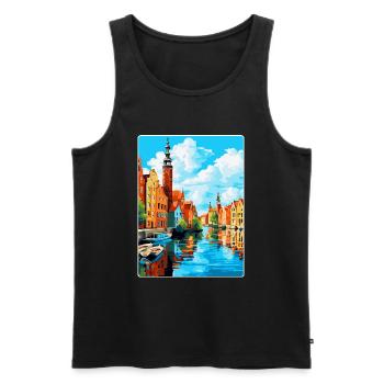 Danzig Polen Vintage Reiseposter WPA Souvenir - Männer Premium Bio Tank Top - Schwarz - Vorne - Michal (187cm)