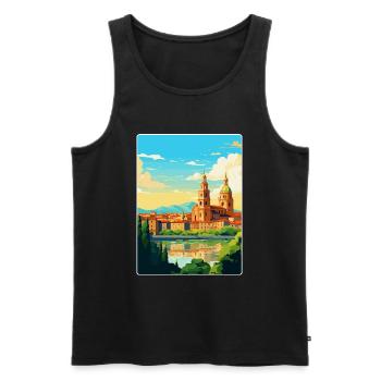Salamanque Espagne Affiche de voyage vintage Souvenir WPA - Débardeur bio Premium Homme - noir - Devant - AI Model Male 178 light (178cm)