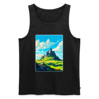 Rock Of Cashel Irlande Royaume-Uni Affiche De Voyage Vintage - Débardeur bio Premium Homme - noir - Devant - Michal (187cm)
