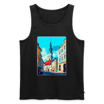 Czestochowa Pologne Affiche de voyage vintage souvenir - Débardeur bio Premium Homme - noir - Devant - Michal (187cm)
