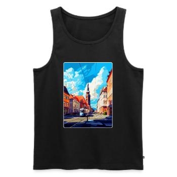 Ostrava Czech Republic Vintage Travel Poster WPA - Men's Premium Organic Tank Top - black - Front - AI Model Male 178 light (178cm)