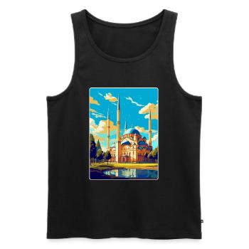 Edirne Turkey Vintage Travel Poster WPA Souvenir - Men's Premium Organic Tank Top - black - Front - AI Model Male 178 light (178cm)