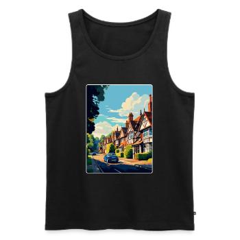Lindfield Angleterre Royaume-Uni Affiche de voyage vintage WPA Art - Débardeur bio Premium Homme - noir - Devant - Michal (187cm)