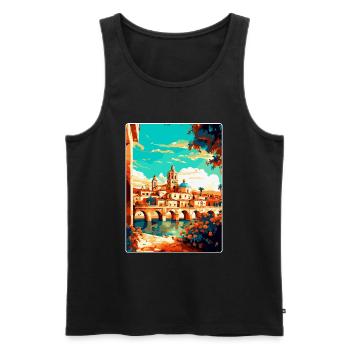 Cordoue Espagne Affiche de voyage vintage WPA Souvenir - Débardeur bio Premium Homme - noir - Devant - AI Model Male 178 light (178cm)