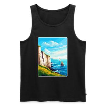 Beachy Head Sussex Vintage Voyage Poster Souvenir - Débardeur bio Premium Homme - noir - Devant - Michal (187cm)