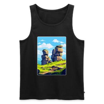 Brimham Rocks Angleterre Royaume-Uni Affiche de voyage vintage WPA - Débardeur bio Premium Homme - noir - Devant - Michal (187cm)