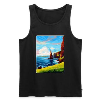 Duncansby Stacks Schottland UK Vintage Reiseposter - Männer Premium Bio Tank Top - Schwarz - Vorne - Michal (187cm)