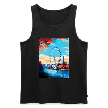 London Eye Angleterre Royaume-Uni Affiche de voyage vintage WPA - Débardeur bio Premium Homme - noir - Devant - Michal (187cm)