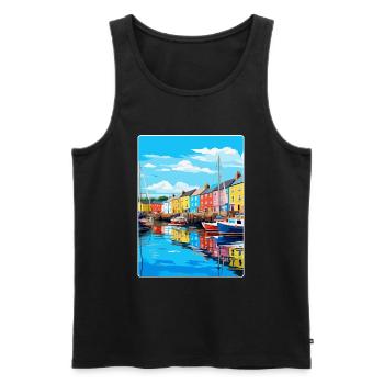 Plymouth Angleterre Royaume-Uni Affiche de voyage vintage souvenir - Débardeur bio Premium Homme - noir - Devant - Michal (187cm)