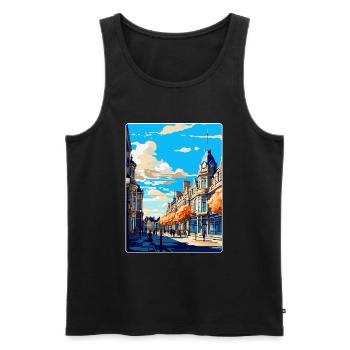 Harrogate Angleterre Royaume-Uni Affiche de voyage vintage WPA Art - Débardeur bio Premium Homme - noir - Devant - AI Model Male 178 light (178cm)