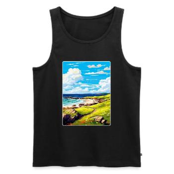 Isle Of Coll Schottland UK Vintage Reiseposter WPA - Männer Premium Bio Tank Top - Schwarz - Vorne - AI Model Male 178 light (178cm)