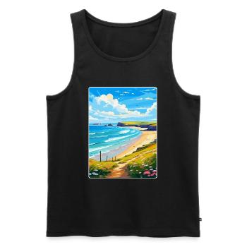 Daymer Bay Cornwall England Uk Travel Poster WPA - Men's Premium Organic Tank Top - black - Front - AI Model Male 178 light (178cm)