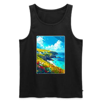 Cornwall England Uk Vintage Travel Poster Souvenir - Men's Premium Organic Tank Top - black - Front - AI Model Male 178 light (178cm)