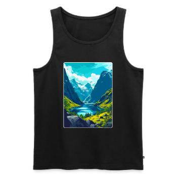 Die Fjorde Norwegen Vintage Reiseplakat Souvenir - Männer Premium Bio Tank Top - Schwarz - Vorne - AI Model Male 178 light (178cm)
