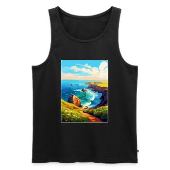 Lands End Cornwall England Uk Travel Poster WPA - Men's Premium Organic Tank Top - black - Front - AI Model Male 178 light (178cm)
