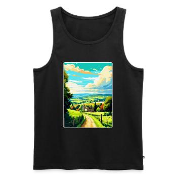 Cotswolds Angleterre Royaume-Uni Affiche de voyage vintage WPA Art - Débardeur bio Premium Homme - noir - Devant - Michal (187cm)