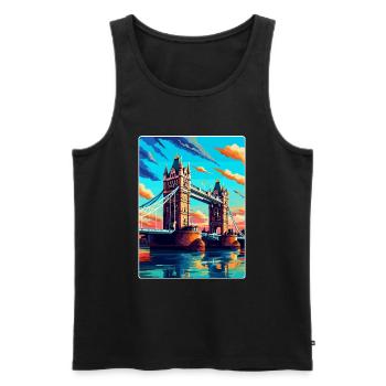 Tower Bridge England Uk Vintage Travel Poster WPA - Men's Premium Organic Tank Top - black - Front - AI Model Male 178 light (178cm)