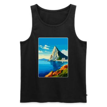 Rock Of Gibraltar Vintage Travel Poster Souvenir - Men's Premium Organic Tank Top - black - Front - Michal (187cm)