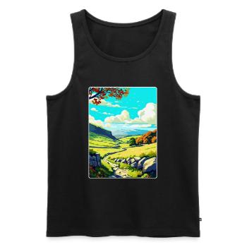 Affiche de voyage du parc national des Yorkshire Dales WPA - Débardeur bio Premium Homme - noir - Devant - AI Model Male 178 light (178cm)