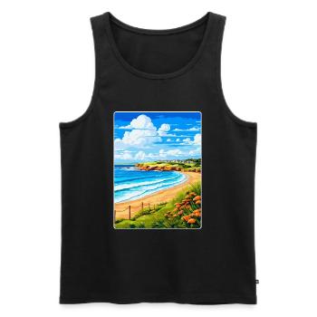 Carbis Bay Cornwall England Uk Travel Poster WPA - Men's Premium Organic Tank Top - black - Front - AI Model Male 178 light (178cm)