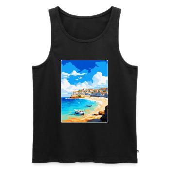 St Ives Cornwall England Uk Vintage Travel Poster - Men's Premium Organic Tank Top - black - Front - AI Model Male 178 light (178cm)