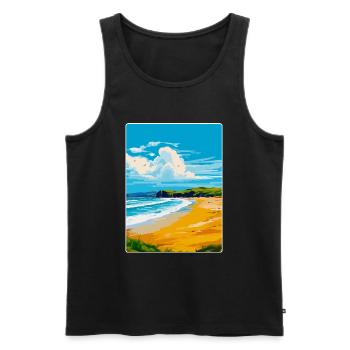 Whitesands Bay Pembrokeshire Küste Reiseplakat - Männer Premium Bio Tank Top - Schwarz - Vorne - Michal (187cm)
