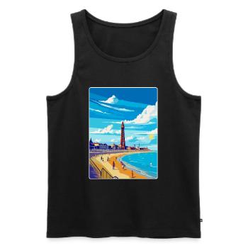 Blackpool Uk Vintage Reiseposter WPA Souvenir - Männer Premium Bio Tank Top - Schwarz - Vorne - Michal (187cm)