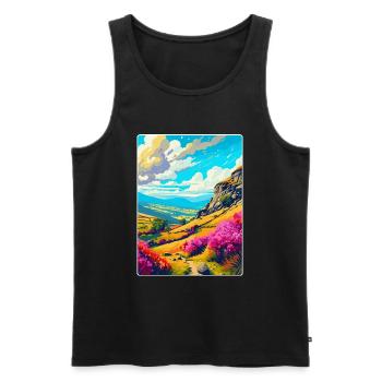 Peak District Nationalpark Vintage Reiseplakat - Männer Premium Bio Tank Top - Schwarz - Vorne - AI Model Male 178 light (178cm)