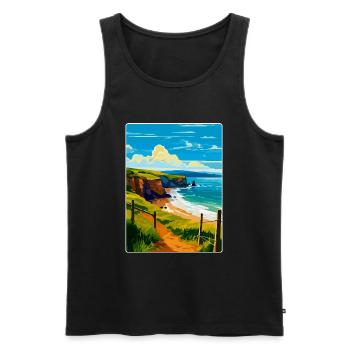 Devon West Country Vintage Voyage Poster Souvenir - Débardeur bio Premium Homme - noir - Devant - Michal (187cm)