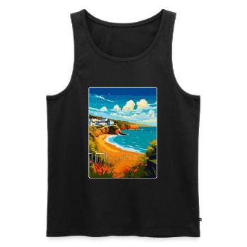 Devon West Country Vintage Voyage Poster Souvenir - Débardeur bio Premium Homme - noir - Devant - Michal (187cm)