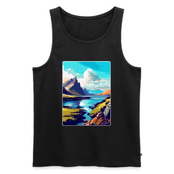 Isle Of Skye Scotland Uk Travel Poster Souvenir - Men's Premium Organic Tank Top - black - Front - Michal (187cm)