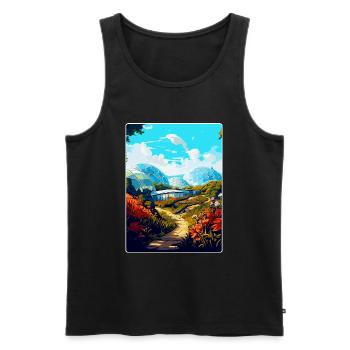 Eden Project Angleterre Royaume-Uni Affiche de voyage Souvenir WPA - Débardeur bio Premium Homme - noir - Devant - AI Model Male 178 light (178cm)