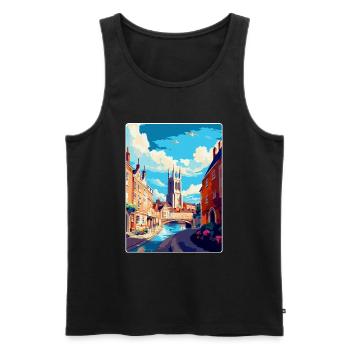Exeter England Uk Vintage Travel Poster Souvenir - Men's Premium Organic Tank Top - black - Front - Michal (187cm)