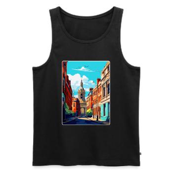 Leeds England Uk Vintage Travel Poster Souvenir - Men's Premium Organic Tank Top - black - Front - Michal (187cm)